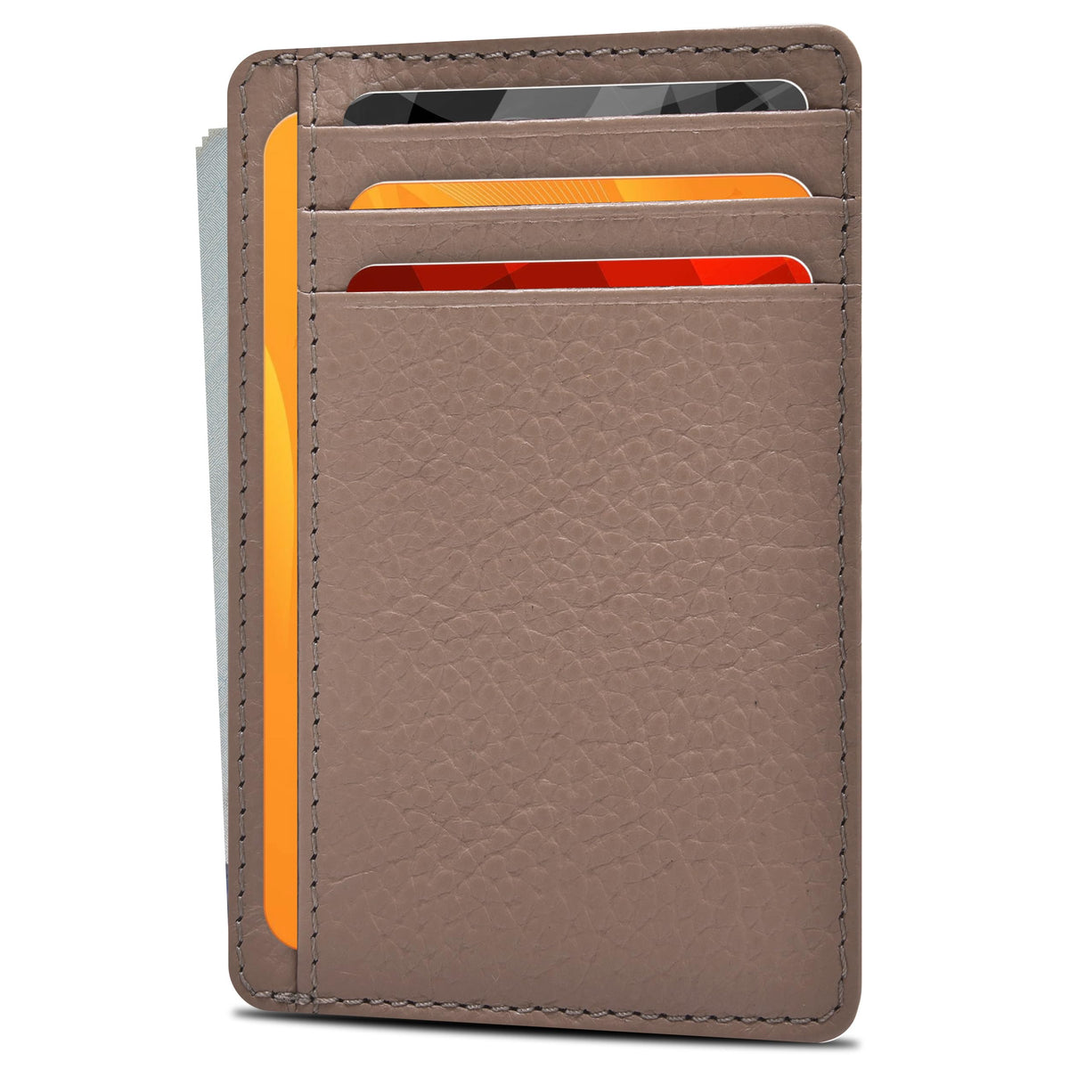 Slim Minimalist RFID Leather Wallet, Front Pocket Card Holder, Ebony