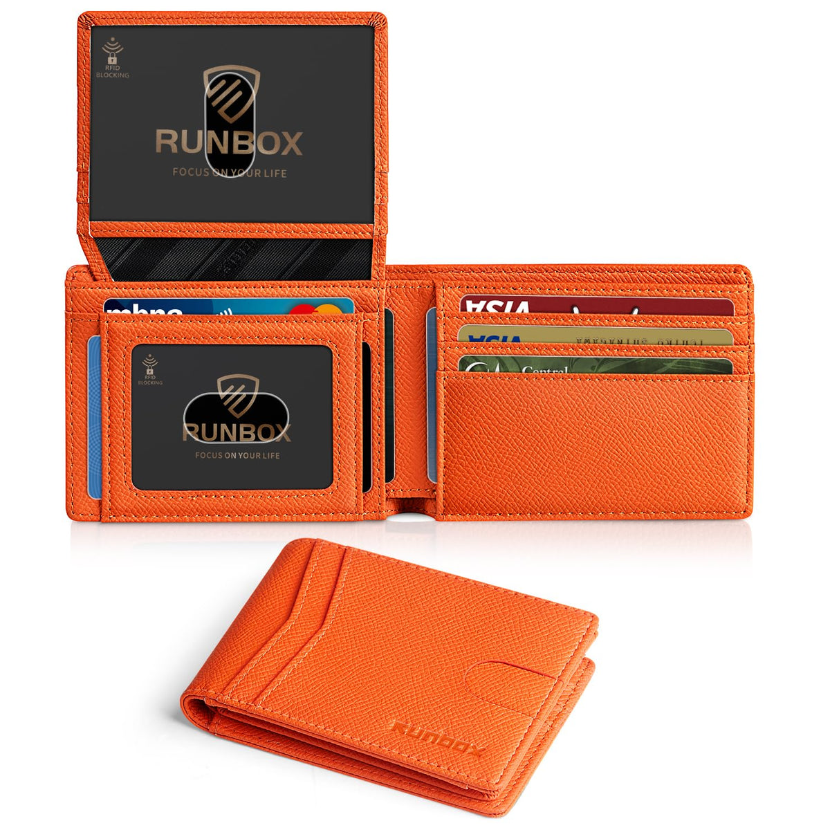 RUNBOX Wallet for Men -Slim Rfid Leather Mens Bifold Novelty Wallets 2 ID Window With Gift Box Men's Accessories