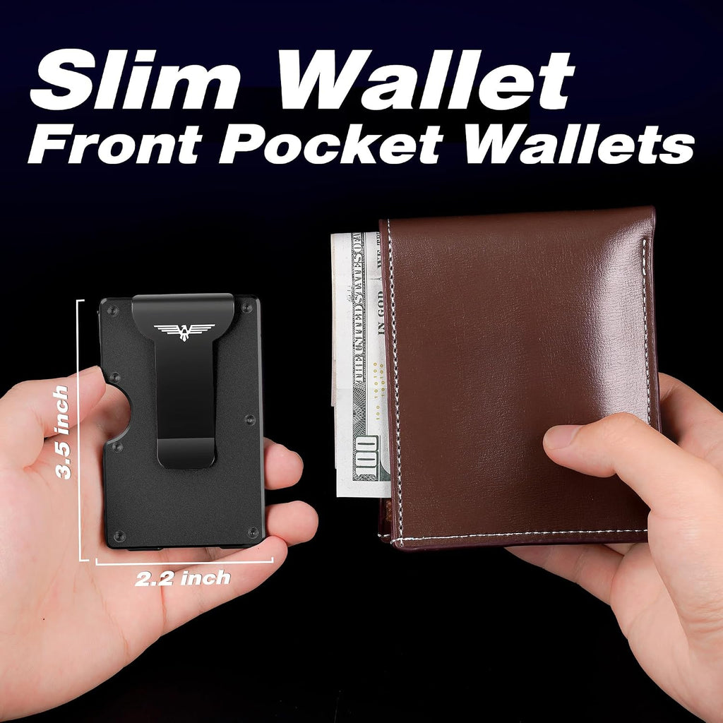 Lenvoten Upgraded Hinged Minimalist Wallet for Men, RFID Blocking Wallet