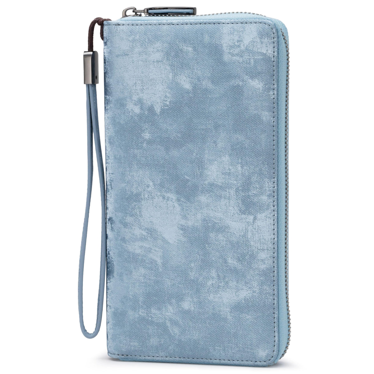 Bveyzi Women RFID Blocking Wallet Leather Zip Around Phone Clutch Large Capacity Ladies Travel Purse Wristlet