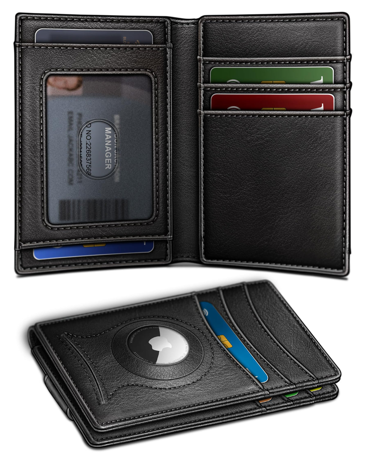 BULLIANT Magnetic Slim Leather Pocket Wallet Money Clip For Men 12Cards