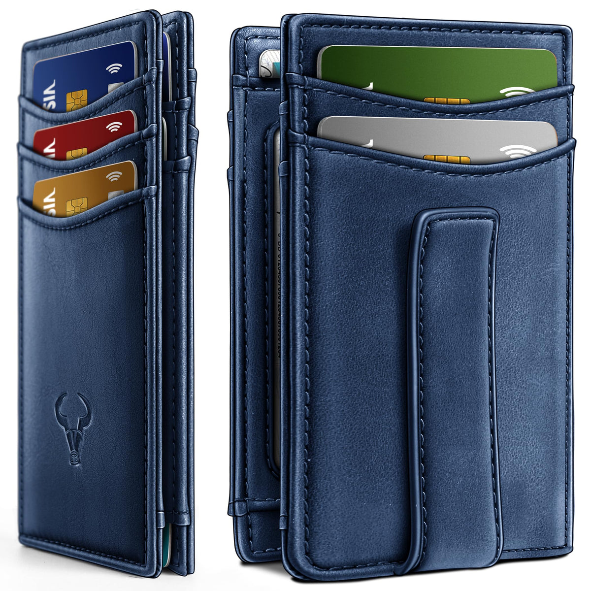 BULLIANT Magnetic Slim Leather Pocket Wallet Money Clip For Men 12Cards