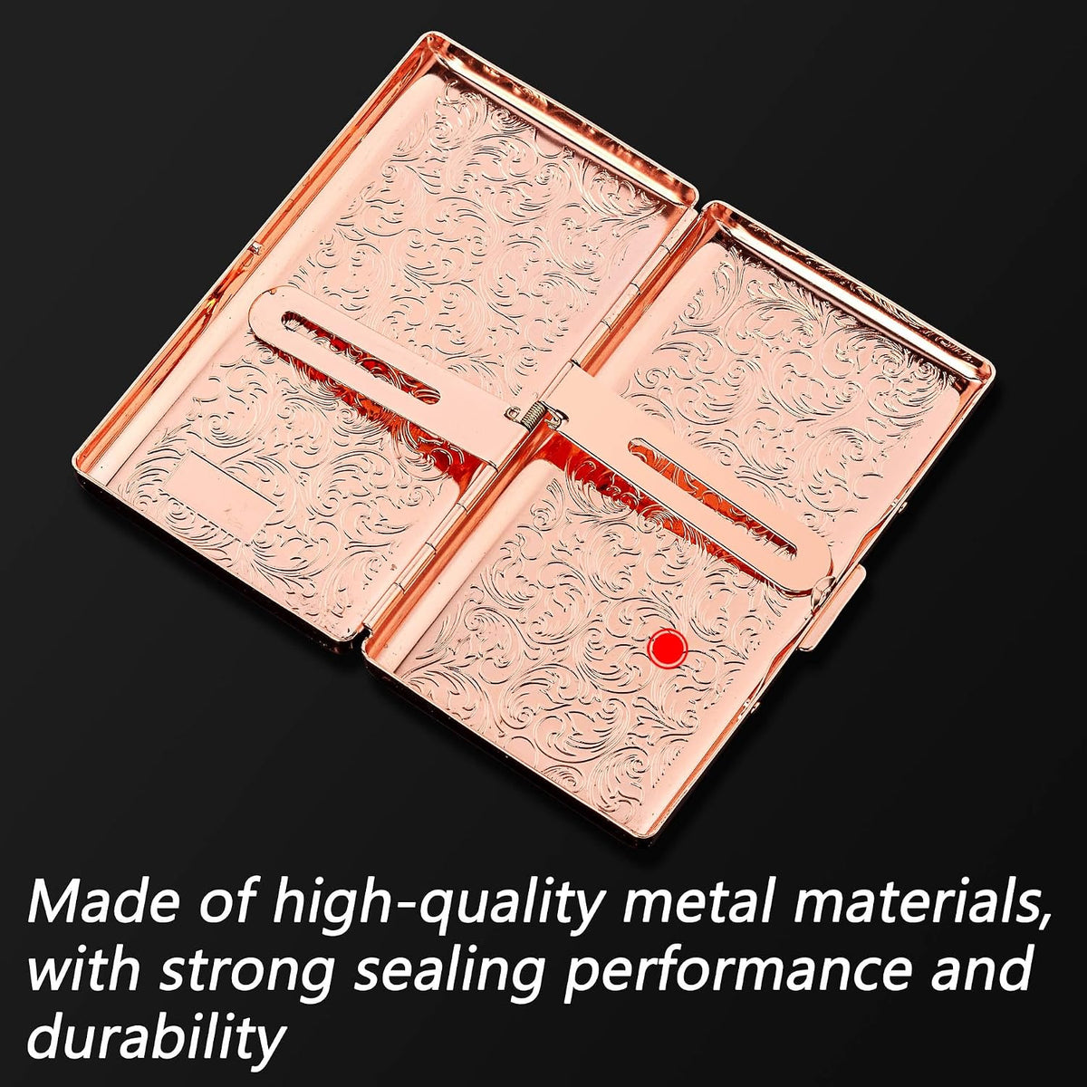 Goshentech Vintage Metal case,14 Capacity,Metal Plated Rose Gold,Double-Sided Open(Rose Gold,100mm King Size)