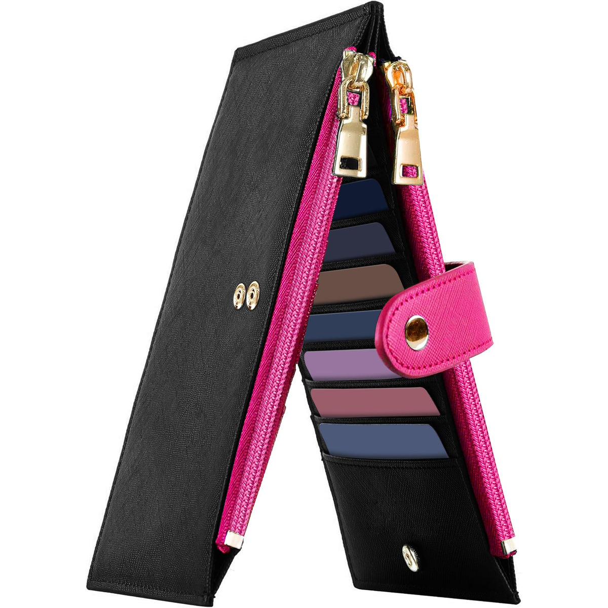 Travelambo RFID Wallet Women Large Size Bifold Multi Card Wallet Case with Zipper Pocke Credit Card Holder for Women