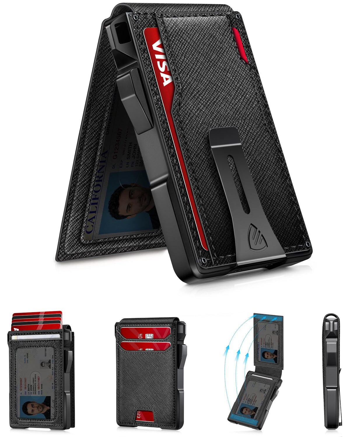 Wallet for Men, Mens Minimalist Wallet 14 Cards, Slim Compact RFID Wallet