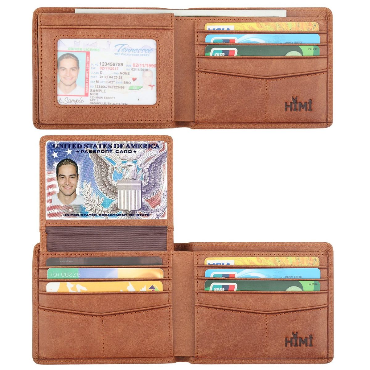 HIMI Wallet for Men-Genuine Leather RFID Blocking Bifold Stylish Wallet With 2 ID Window