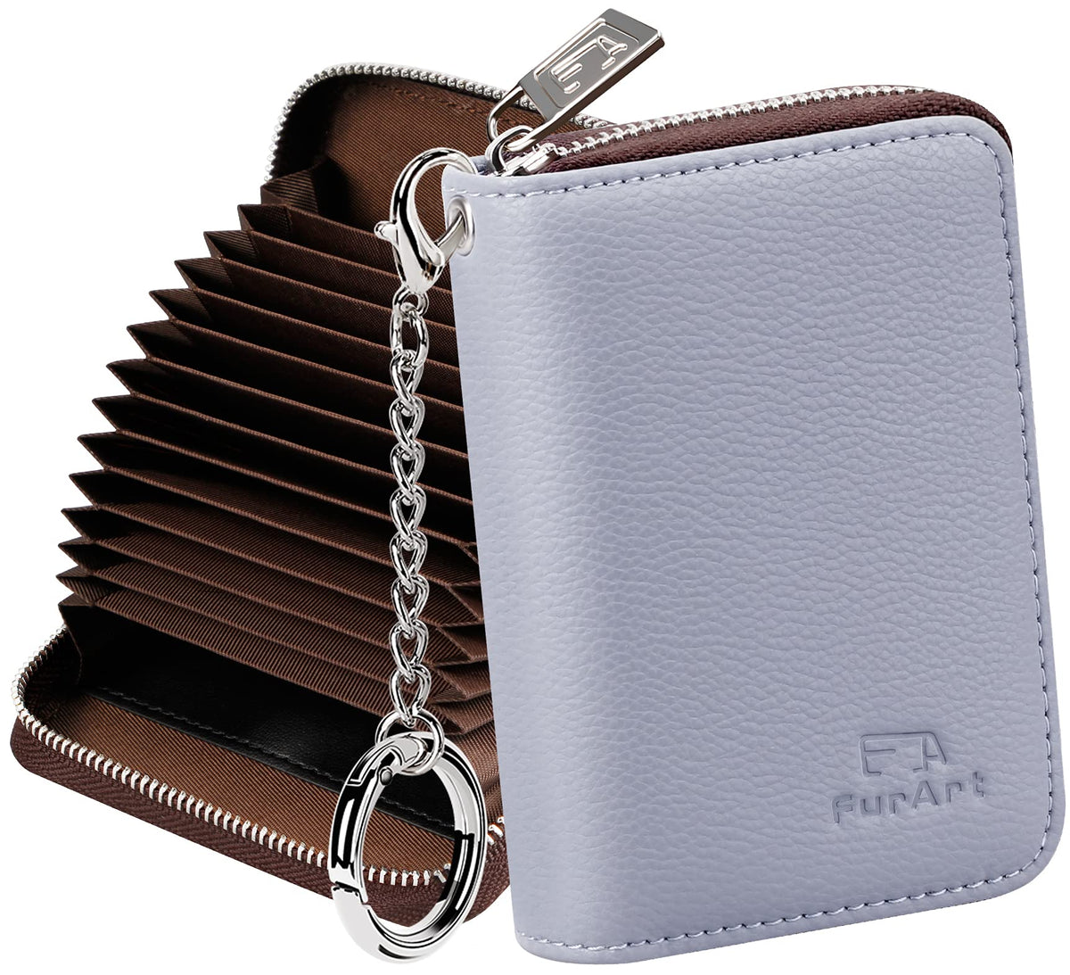 FurArt Zipper Wallet Women RFID Credit Card Holder keychain Wallet