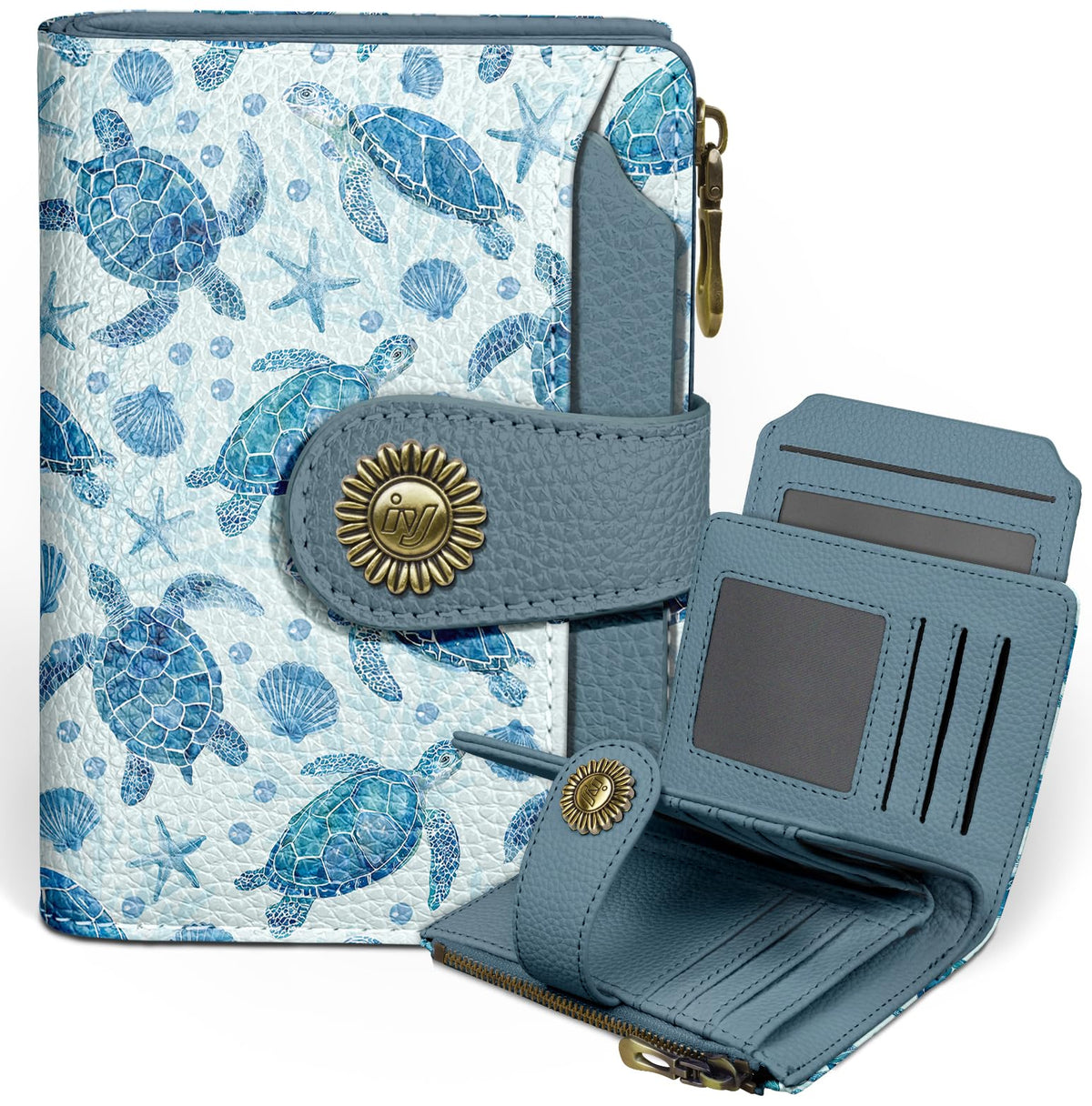 Icycay Cat Small Wallet Women RFID Blocking Bifold Cute Credit Card Holder