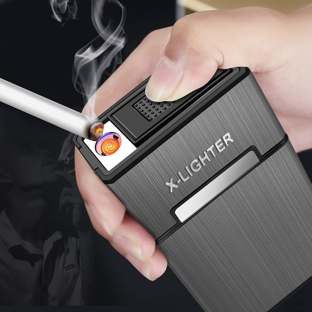 x-lighter XL079 Cigarette Case for 100's King Size, with Electric Coil Lighter, Gift Package