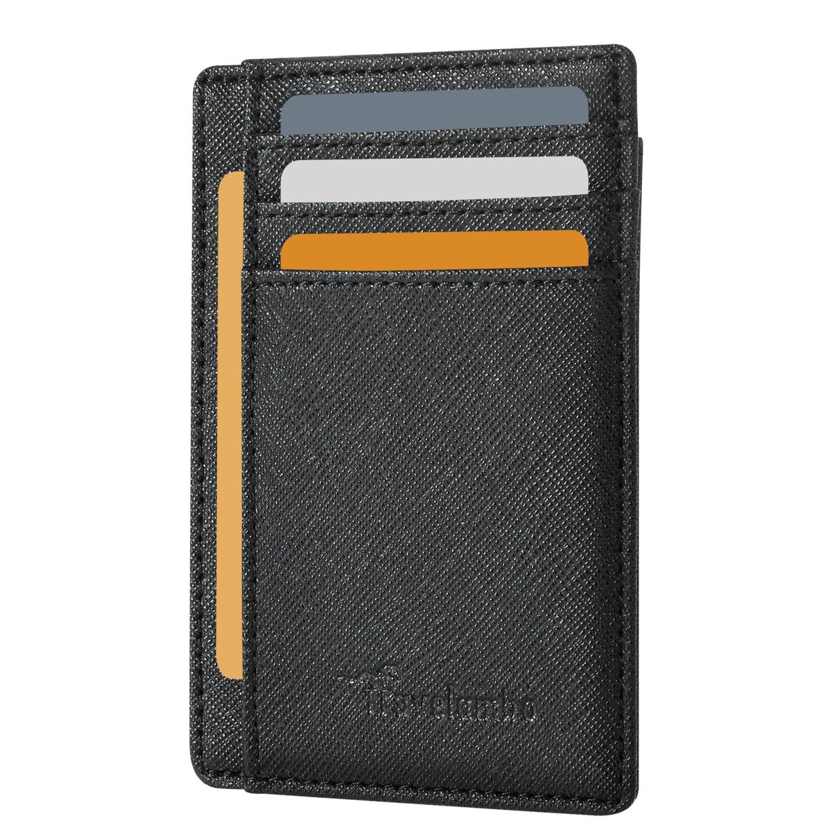 Travelambo Front Pocket Minimalist Leather Slim Wallet RFID Blocking Medium Size
