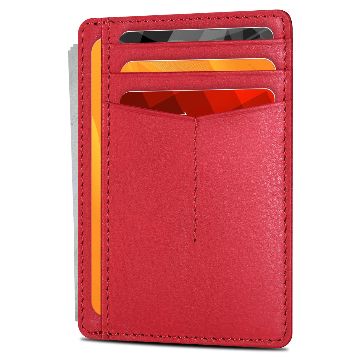 Slim Minimalist RFID Leather Wallet, Front Pocket Card Holder, Ebony