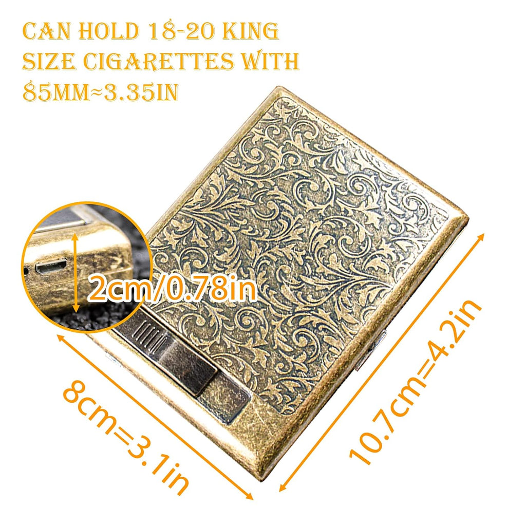 Metal Vintage Cigarette Case Hold 85mm Cigarette Case with Electric Lighter
