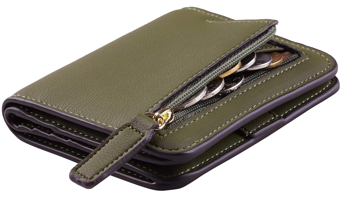 Toughergun Women’s Small Slim Leather Wallet with RFID Protection, Compact Bifold Mini Purse with Clear ID Window