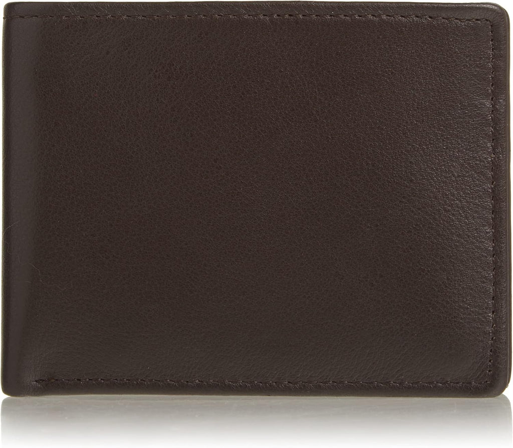 Perry Ellis Men's Park Avenue 100% Leather Wallet With Passcase, Bifold, Durable & Versatile, Black