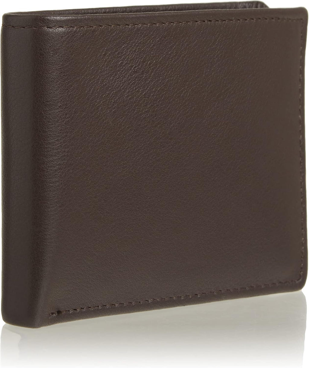 Perry Ellis Men's Park Avenue 100% Leather Wallet With Passcase, Bifold, Durable & Versatile, Black