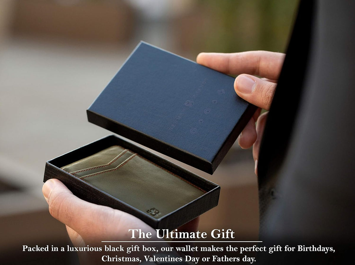 SERMAN BRANDS Money Clip Wallet - Mens Wallets slim Front Pocket RFID Blocking Card Holder Minimalist Mini Bifold