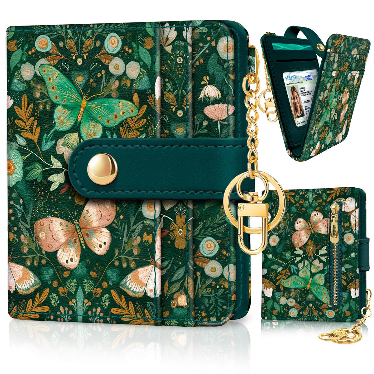 Jogjam Black Cat Floral Rfid Women Wallet, Small Slim Credit Card Holder