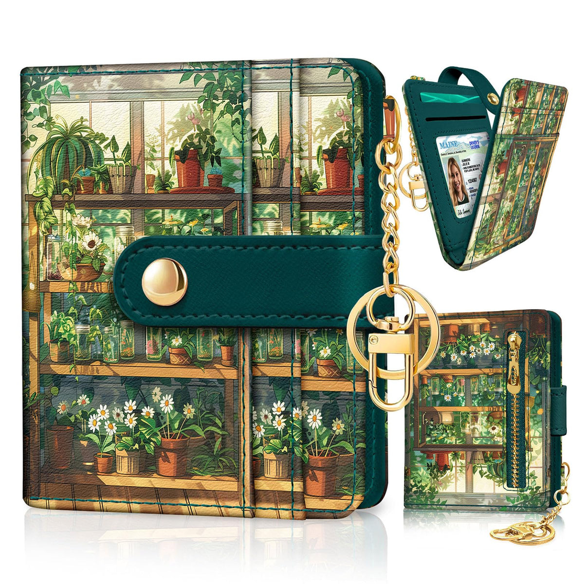 Jogjam Black Cat Floral Rfid Women Wallet, Small Slim Credit Card Holder