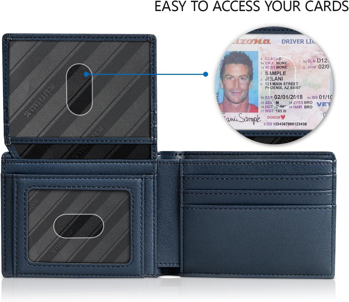 RUNBOX Wallet for Men -Slim Rfid Leather Mens Bifold Novelty Wallets 2 ID Window With Gift Box Men's Accessories