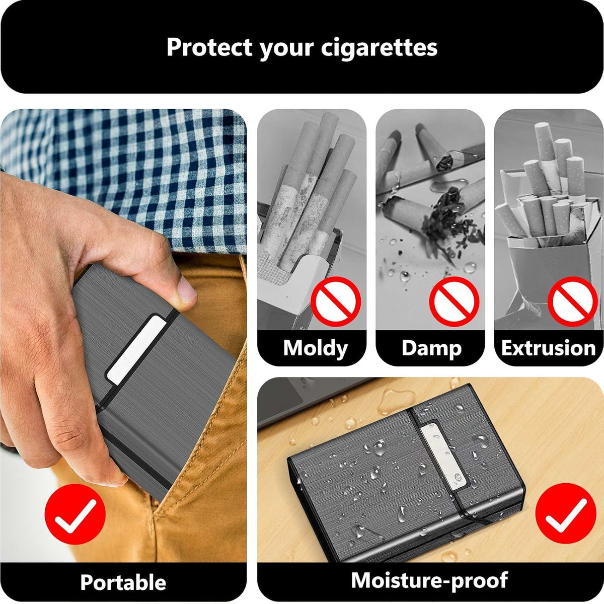 roygra Magnetic Cigarette Case (4 Pack), Daily Pre Roll Cone Holder Case