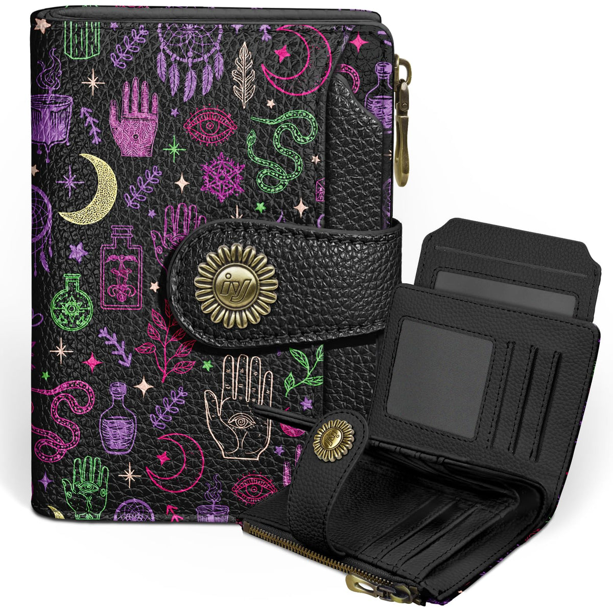 Icycay Cat Small Wallet Women RFID Blocking Bifold Cute Credit Card Holder
