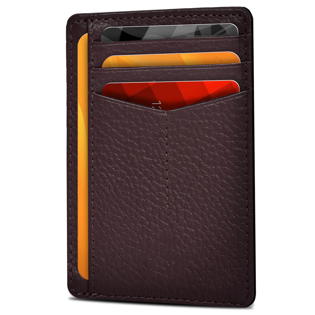 Slim Minimalist RFID Leather Wallet, Front Pocket Card Holder, Ebony