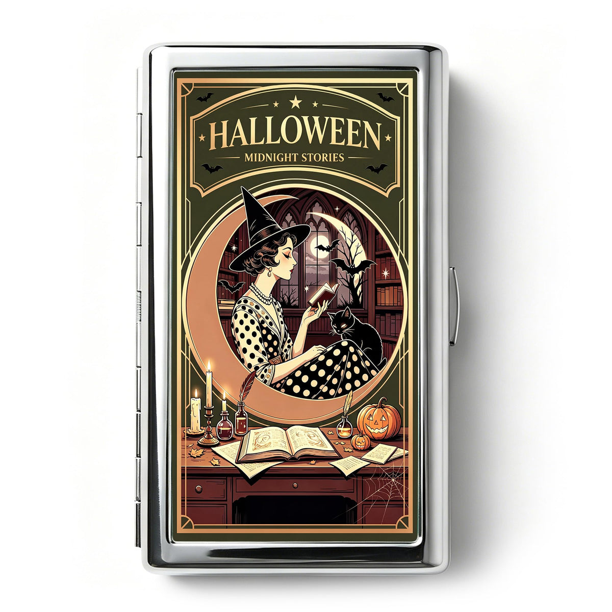 Vintage Art Deco Versatile Card & Cash/Cigarette Holder Case, Slim Metal Wallet for Women Men Credit ID Business Cards (#C)