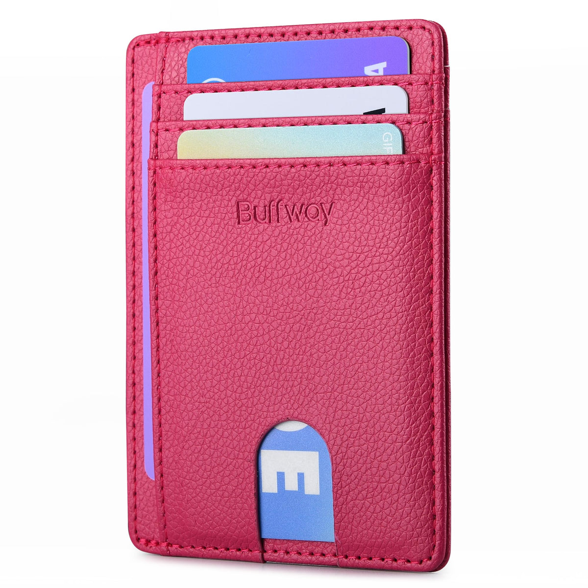 Buffway Slim Minimalist Front Pocket RFID Blocking Leather Wallets for Men and Women - Cross Black