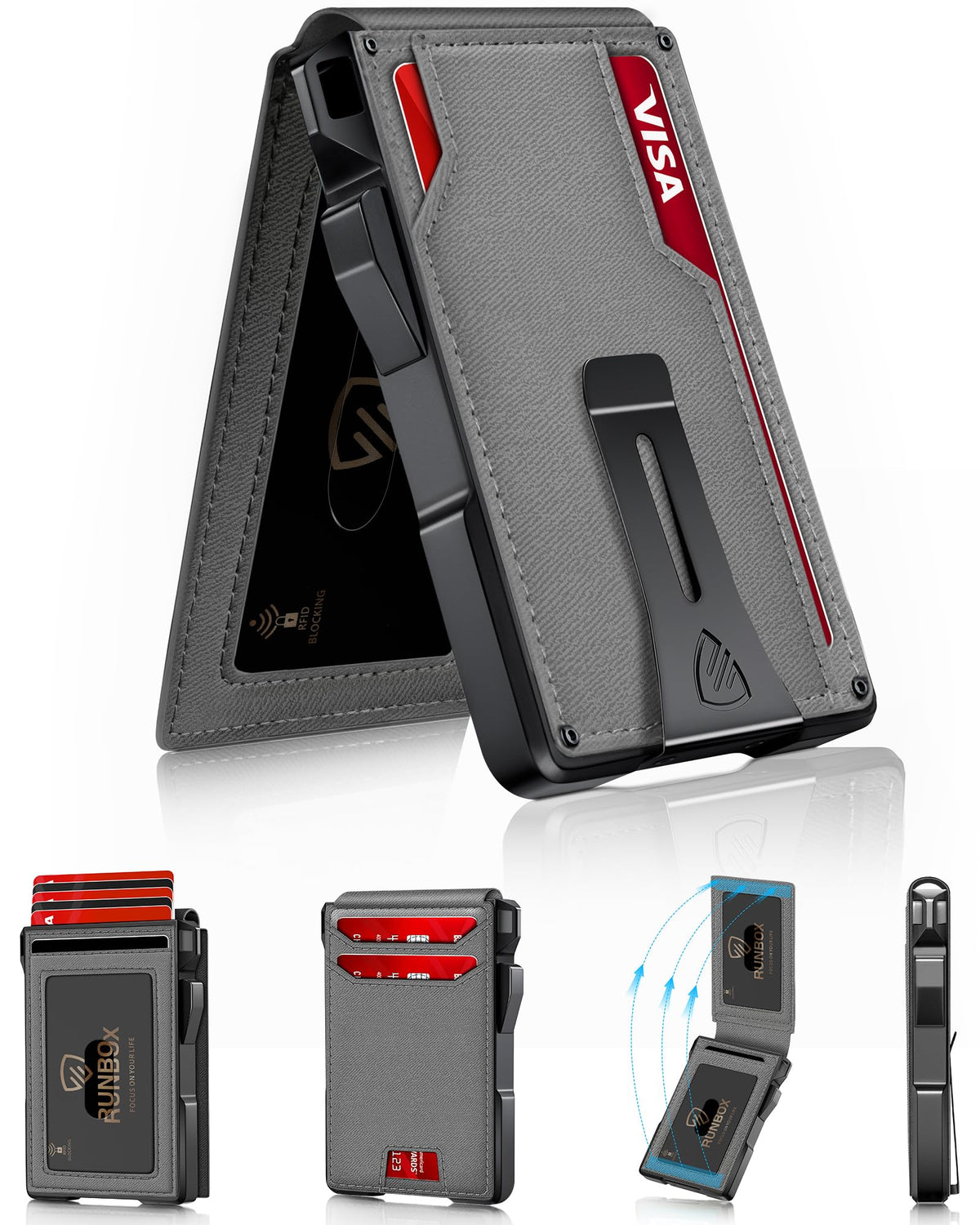 Wallet for Men, Mens Minimalist Wallet 14 Cards, Slim Compact RFID Wallet