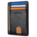 Buffway Slim Minimalist Front Pocket RFID Blocking Leather Wallets for Men and Women - Cross Black