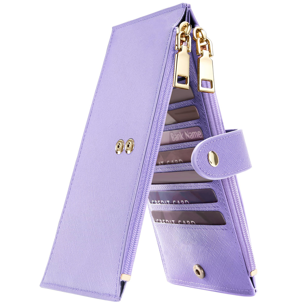 Travelambo RFID Wallet Women Large Size Bifold Multi Card Wallet Case with Zipper Pocke Credit Card Holder for Women