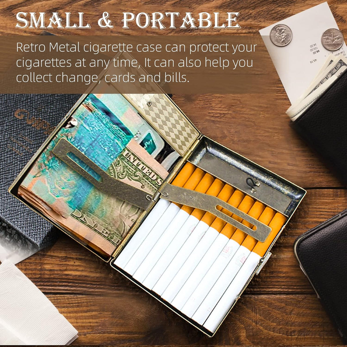 Metal Vintage Cigarette Case Hold 85mm Cigarette Case with Electric Lighter