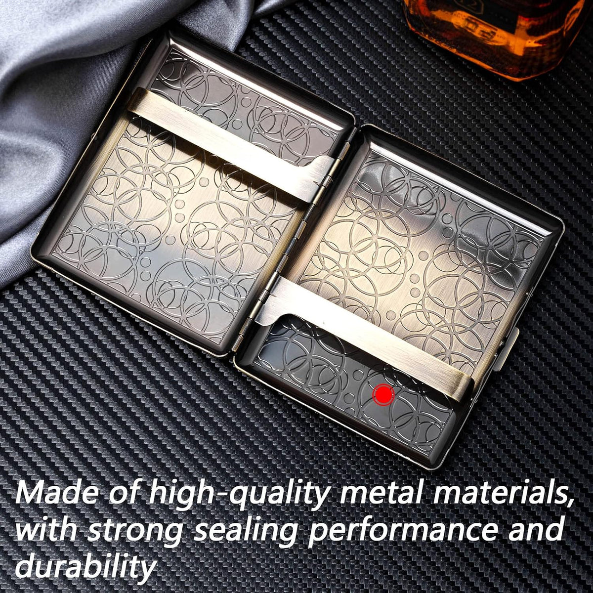 Goshentech Retro Metal case,Plated Bronze,20 Capacity,for Men and Women (Bronze,100mm King Size)