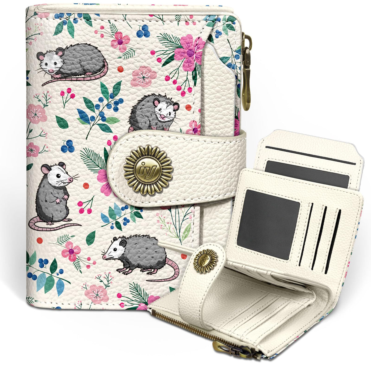 Icycay Cat Small Wallet Women RFID Blocking Bifold Cute Credit Card Holder
