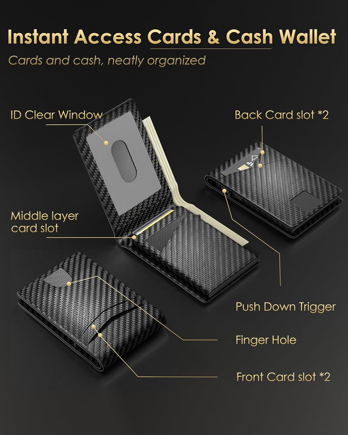 2026 Wallet for Men - RFID Blocking Slim Minimalist Wallet, Carbon Fiber