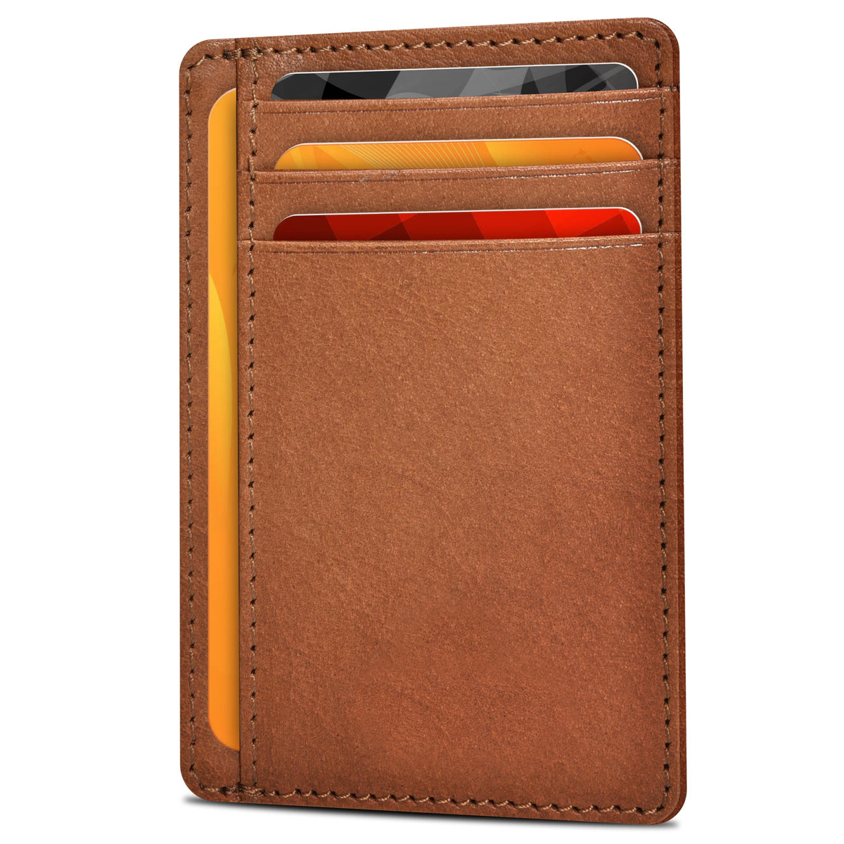 Slim Minimalist RFID Leather Wallet, Front Pocket Card Holder, Ebony