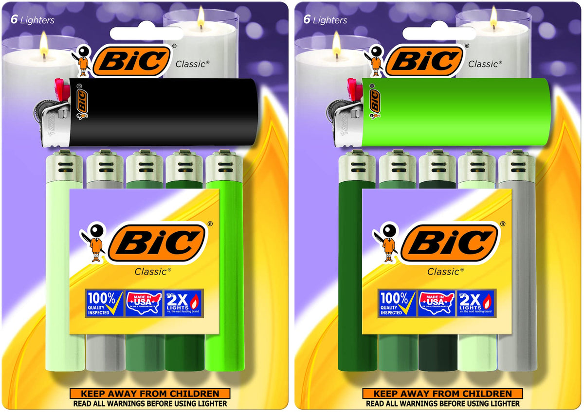 BIC Maxi Pocket Lighters, Green, 12-Pack, Safe and Reliable, Long-Lasting
