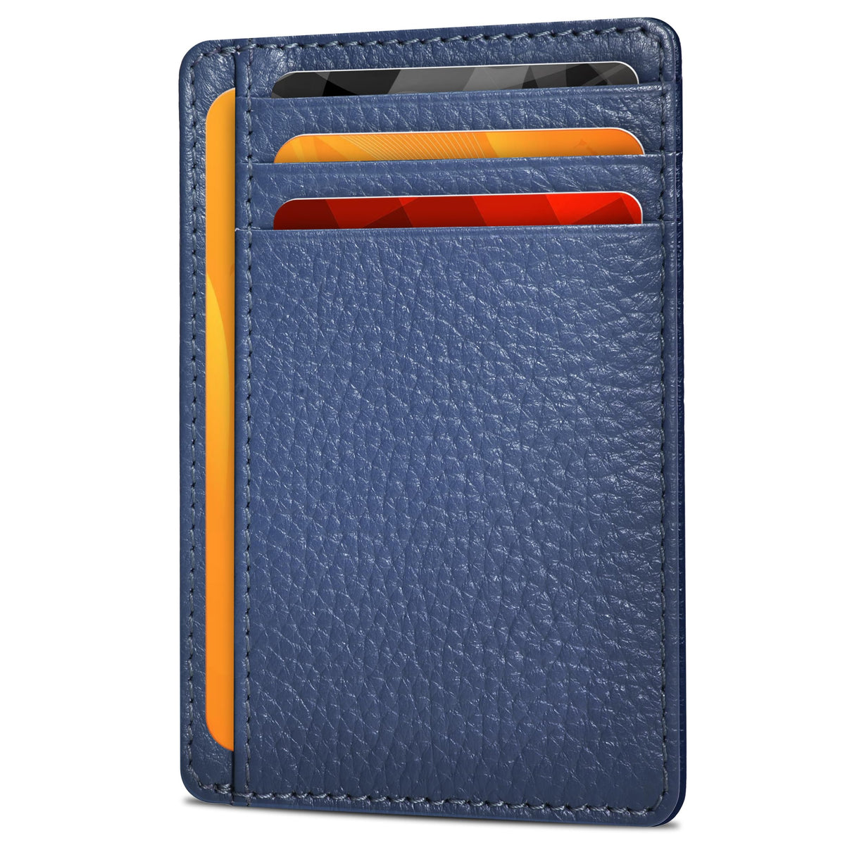 Slim Minimalist RFID Leather Wallet, Front Pocket Card Holder, Ebony
