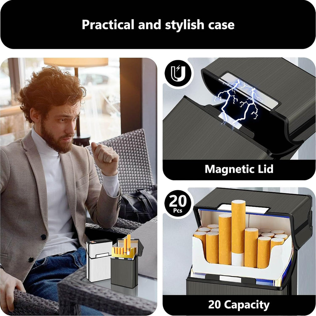 roygra Cigarette Case (2 Pack), Rechargeable Lighter and USB Charging Cable