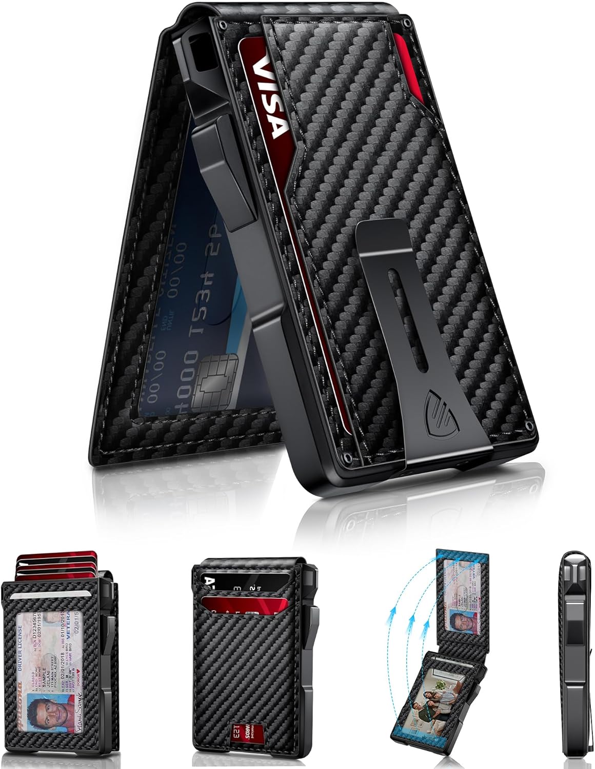 Wallet for Men, Mens Minimalist Wallet 14 Cards, Slim Compact RFID Wallet