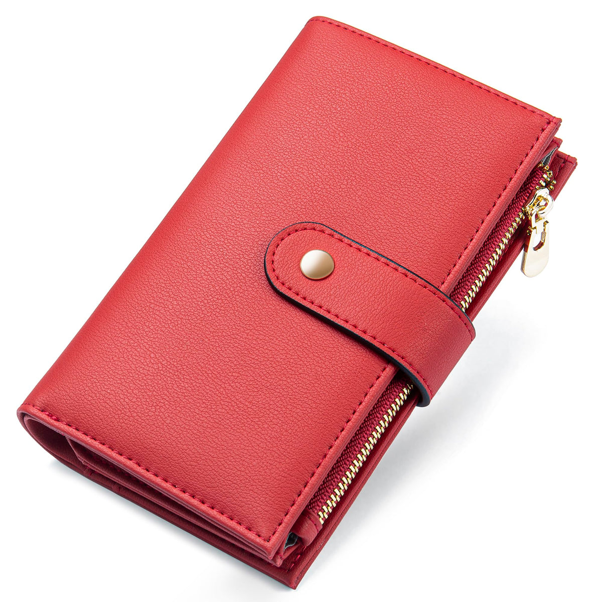 yiijay Women's Wallets RFID Blocking Leather Trifold Clutch Wallet Credit Card Holder Ladies Travel Wallet Purse with Passport/Pen Holder