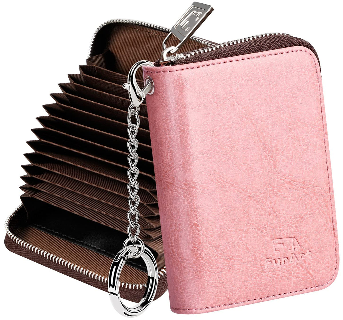 FurArt Zipper Wallet Women RFID Credit Card Holder keychain Wallet