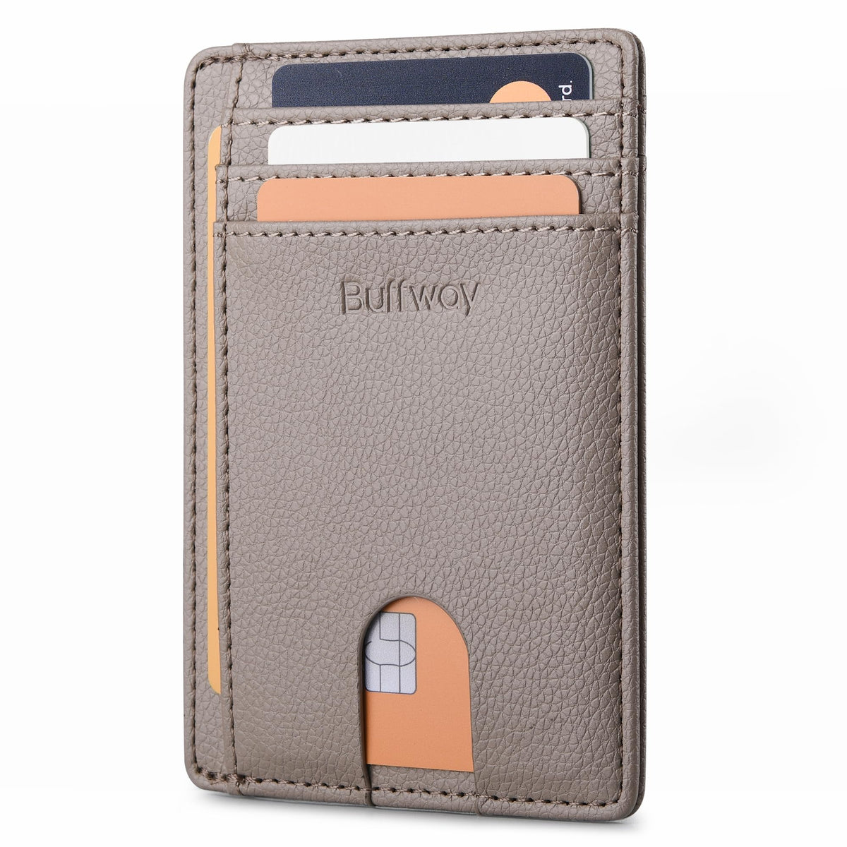 Buffway Slim Minimalist Front Pocket RFID Blocking Leather Wallets for Men and Women - Carbon Fiber Black