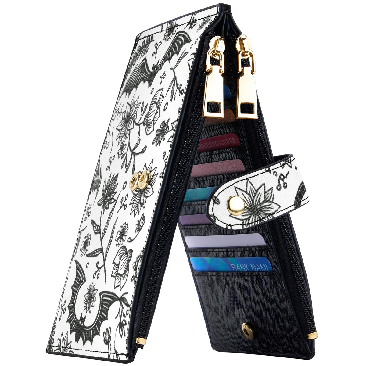 Travelambo RFID Wallet Women Large Size Bifold Multi Card Wallet Case with Zipper Pocke Credit Card Holder for Women