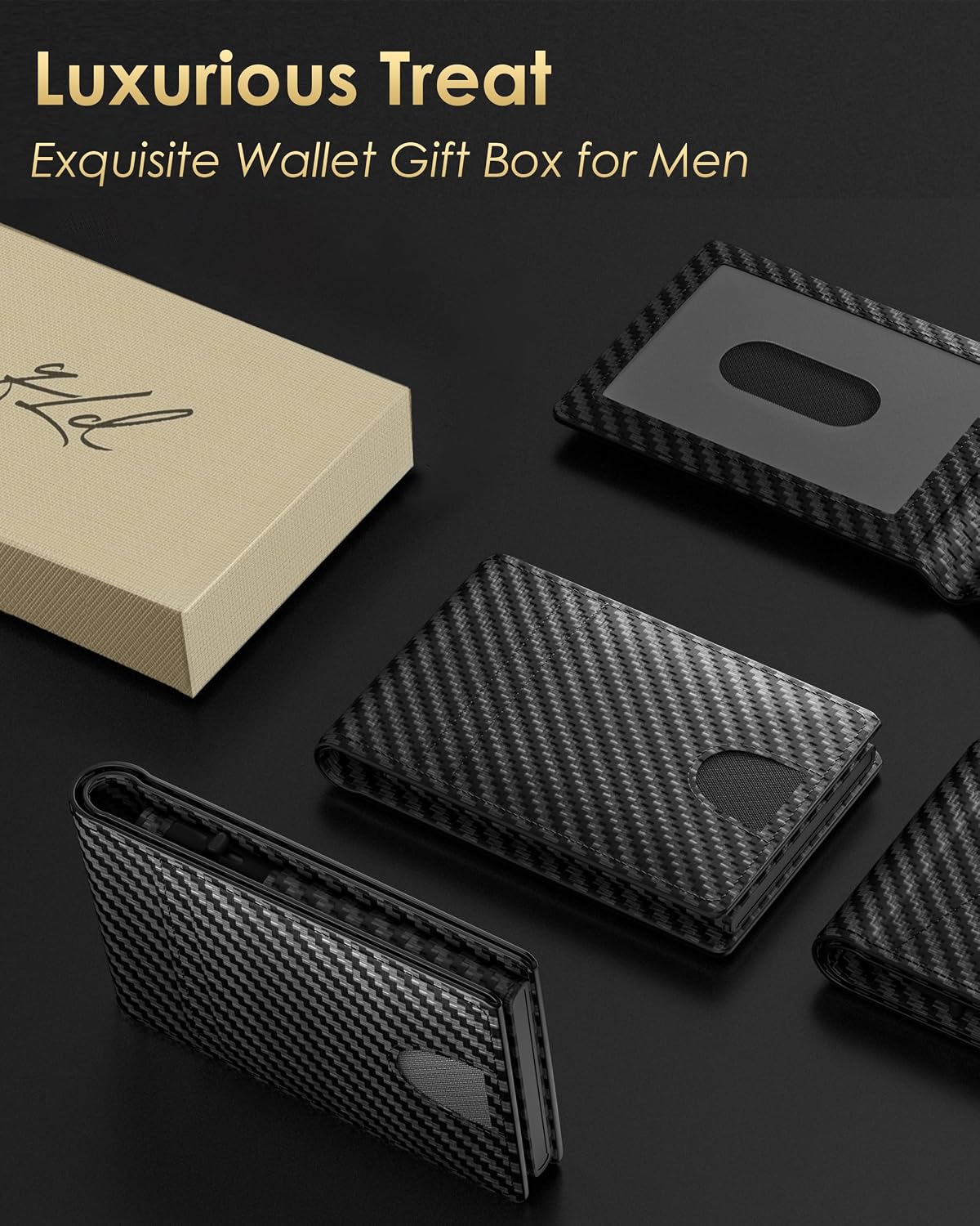 2026 Wallet for Men - RFID Blocking Slim Minimalist Wallet, Carbon Fiber