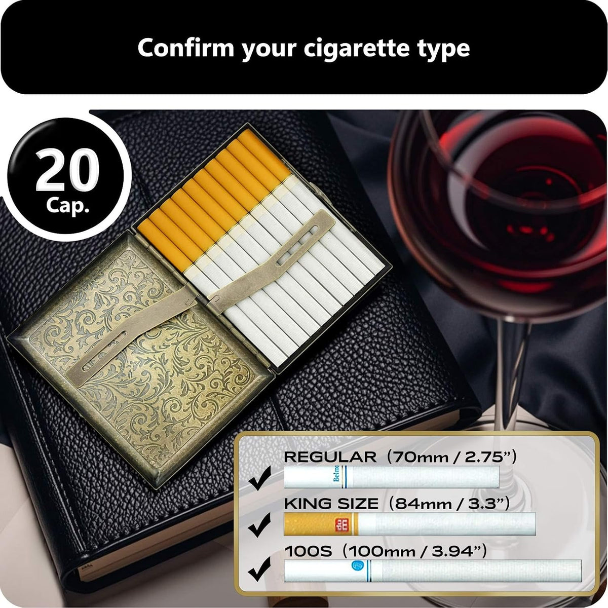 roygra Cigarette Case, Retro Zinc Alloy, Cigarette Holder Case for Outdoor
