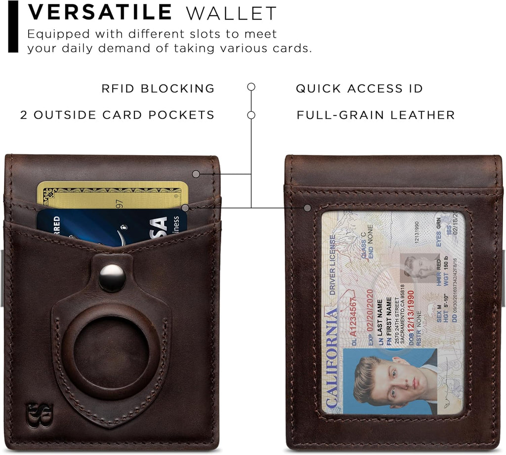 SERMAN BRANDS Money Clip Wallet - Mens Wallets slim Front Pocket RFID Blocking Card Holder Minimalist Mini Bifold