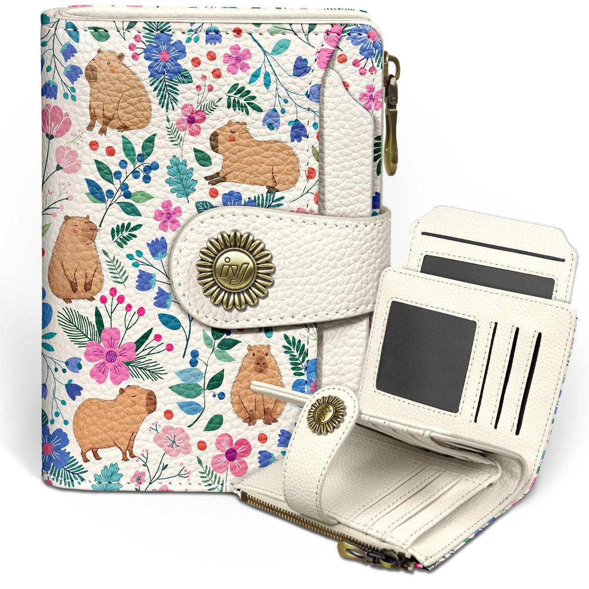 Icycay Cat Small Wallet Women RFID Blocking Bifold Cute Credit Card Holder