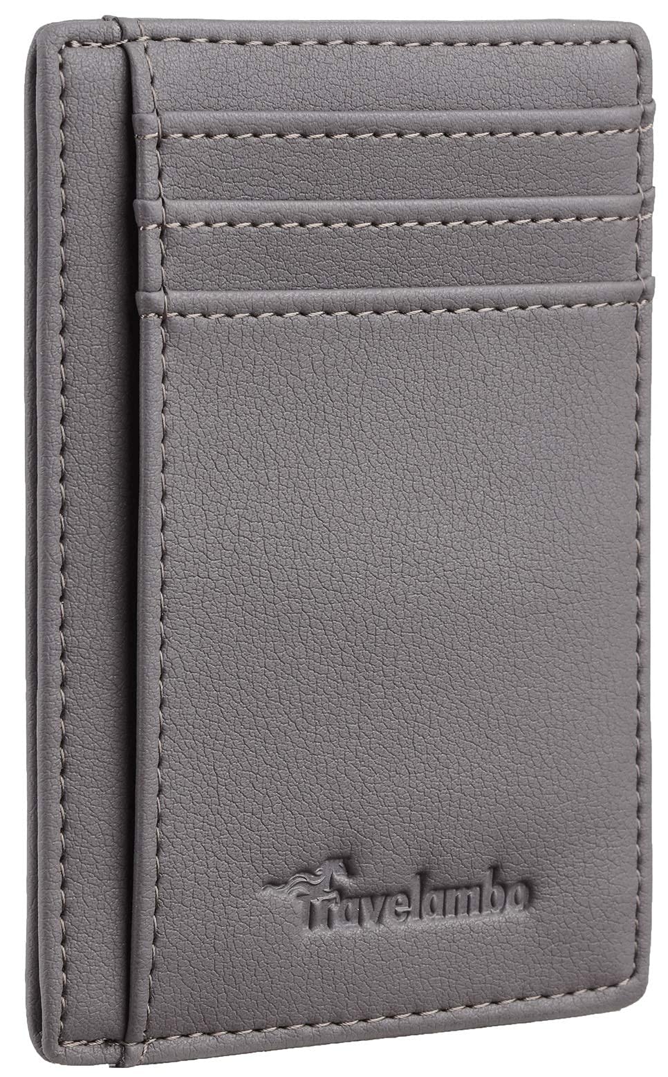 Travelambo Front Pocket Minimalist Leather Slim Wallet RFID Blocking Medium Size