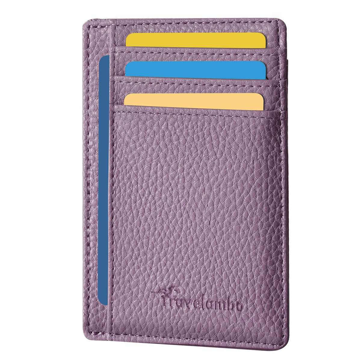 Travelambo Front Pocket Minimalist Leather Slim Wallet RFID Blocking Medium Size